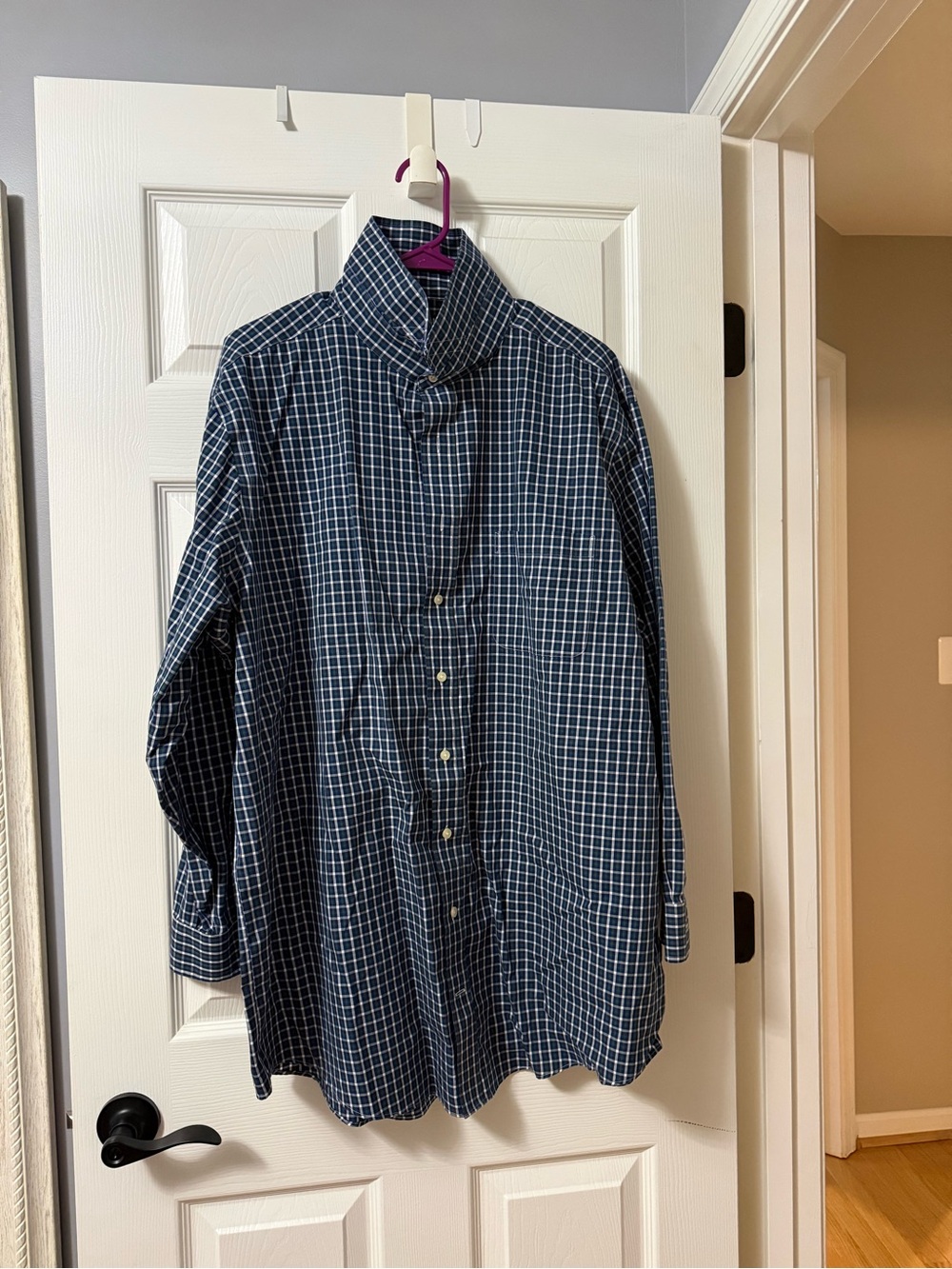Kirkland Signature Navy Check Button-Down Shirt